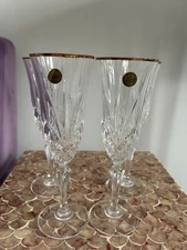 Vintage Set of 4 Cristal d'Arques Longchamp Champagne Flutes France 8”