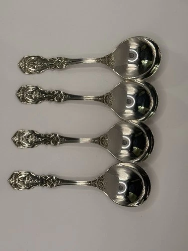 FOUR REED & BARTON FRANCIS 1ST STERLING CREAM SOUP SPOON 6” (Old Mark)