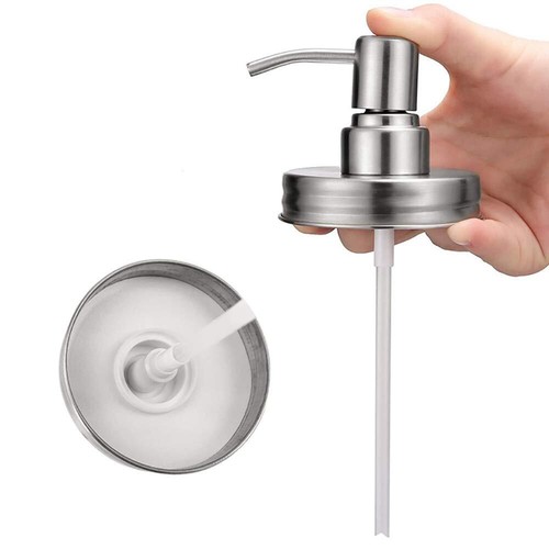 4 Pack Stainless Steel Mason Jar Soap Dispenser Lids with Pump for Lotion - Picture 7 of 8