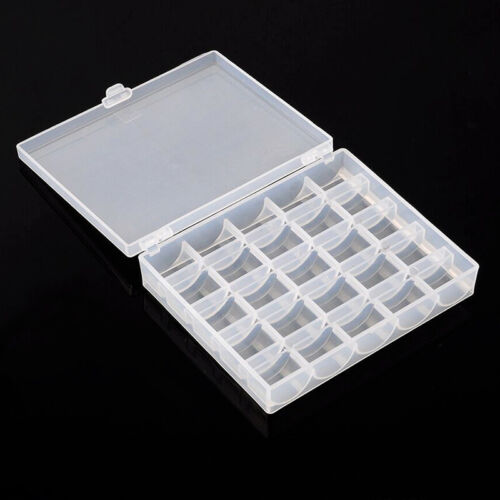 25 PLASTIC BOBBINS SPOOLS FOR SEWING MACHINE ACCESSORY WITH BOBBIN BOX - Picture 3 of 8
