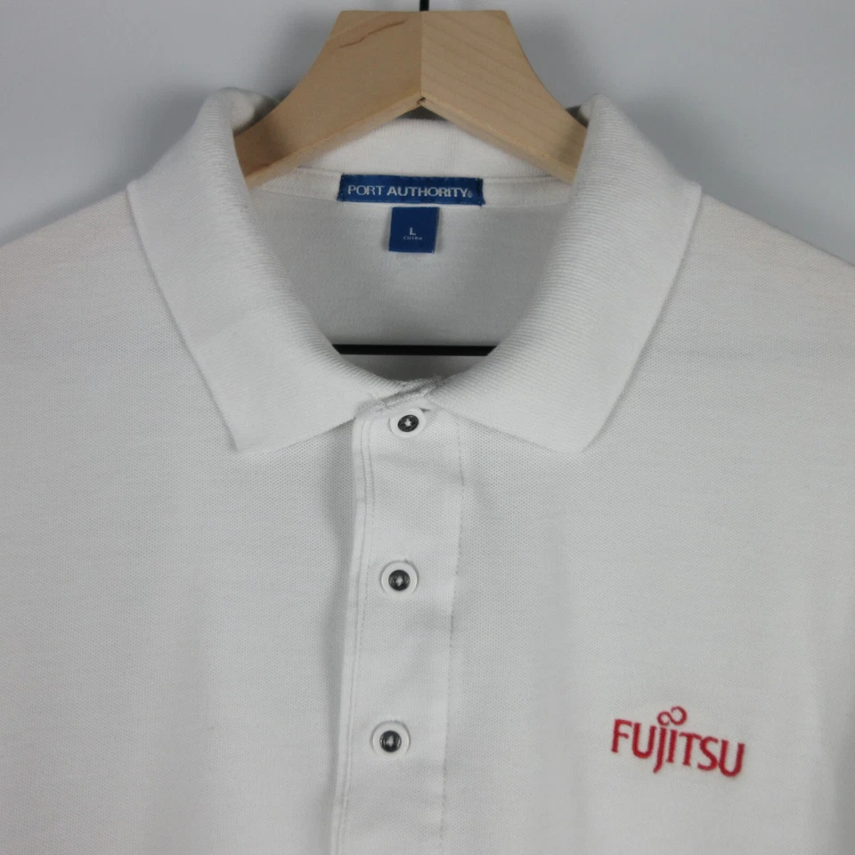 Camisa polo Fujitsu uniforme de trabalho funcionário adulto grande branca manga curta masculina - Imagem 4 de 4