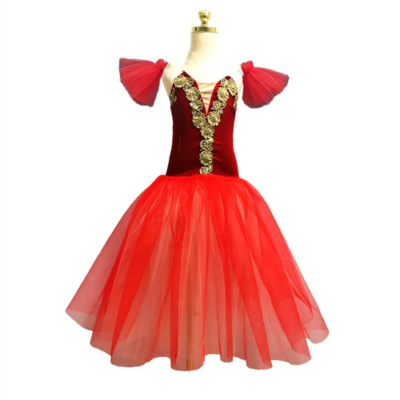 Red Ballet Dress Long Dance Adult Children Professional Costumes Tutu  Skirts