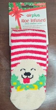 Airplus Aloe Infused Womens Socks Size 5-11 Christmas Dogs Red White