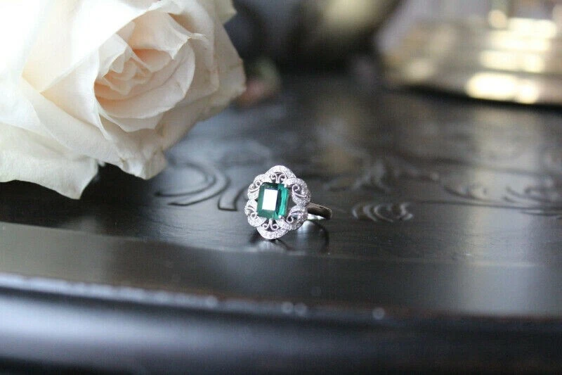 100% Natural Blue Green Peacock Tourmaline Diamond Cocktail Ring White Gold - Image 3 of 4