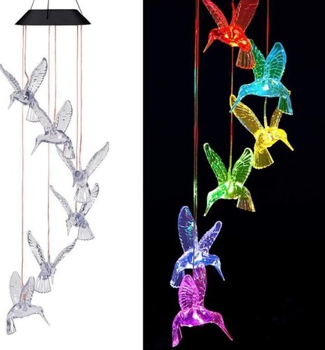 Solar Wind Chime Lights LED Color Changing Hanging Lamp Bird Ball Garden Decor - Picture 33 of 45