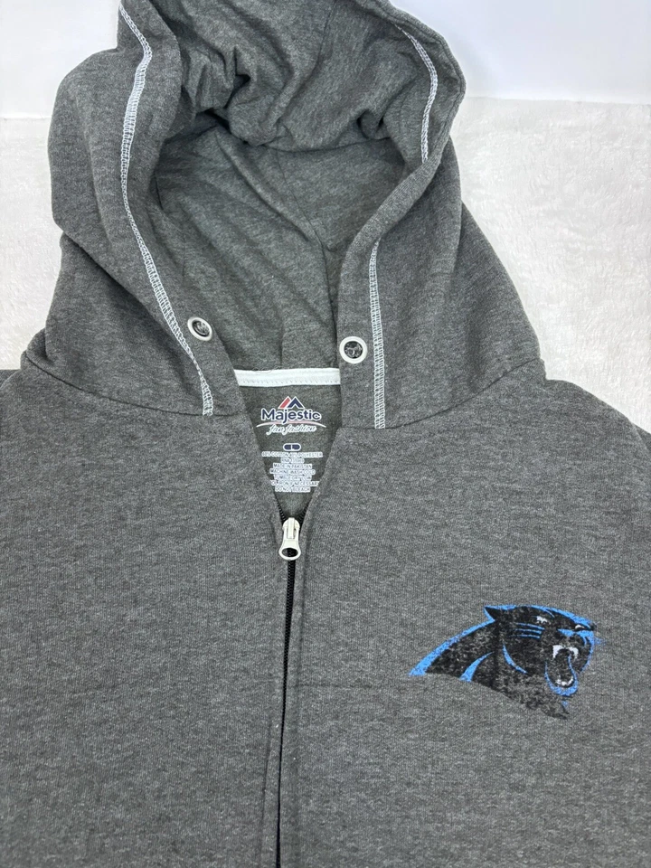 Carolina Panthers Jacket Ladies 2X 3X Gray Full Zip Hooded NFL Sweatshirt Womens - Image 4 of 4