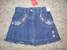 GYMBOREE "Love is in the Air" Embroidered Blue Jean Fringe Skirt Size 4 New 