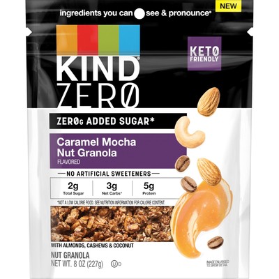 KIND Zero Added Sugar Granola Caramel Mocha Nut Healthy Snacks Good Source of