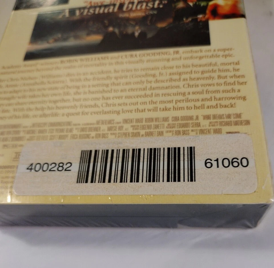 WHAT DREAMS MAY COME VHS video tape FACTORY SEALED Store sticker Robin Williams - Image 3 of 4