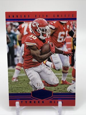 2017 Panini Plates & Patches Blue /50 Tyreek Hill #99 Kansas City Chiefs