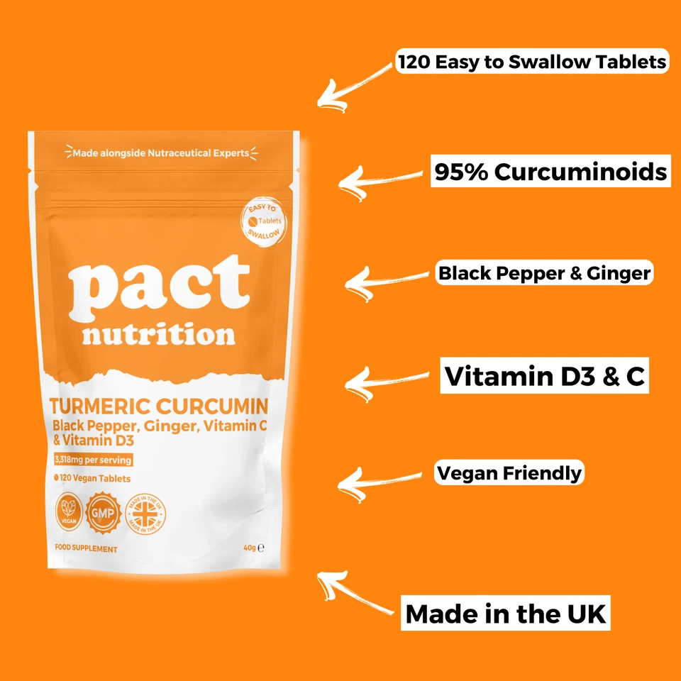 Turmeric Tablets 3280mg + Ginger + Black Pepper | 120 Tablets - UK Supplement — 第 2/4 张图片