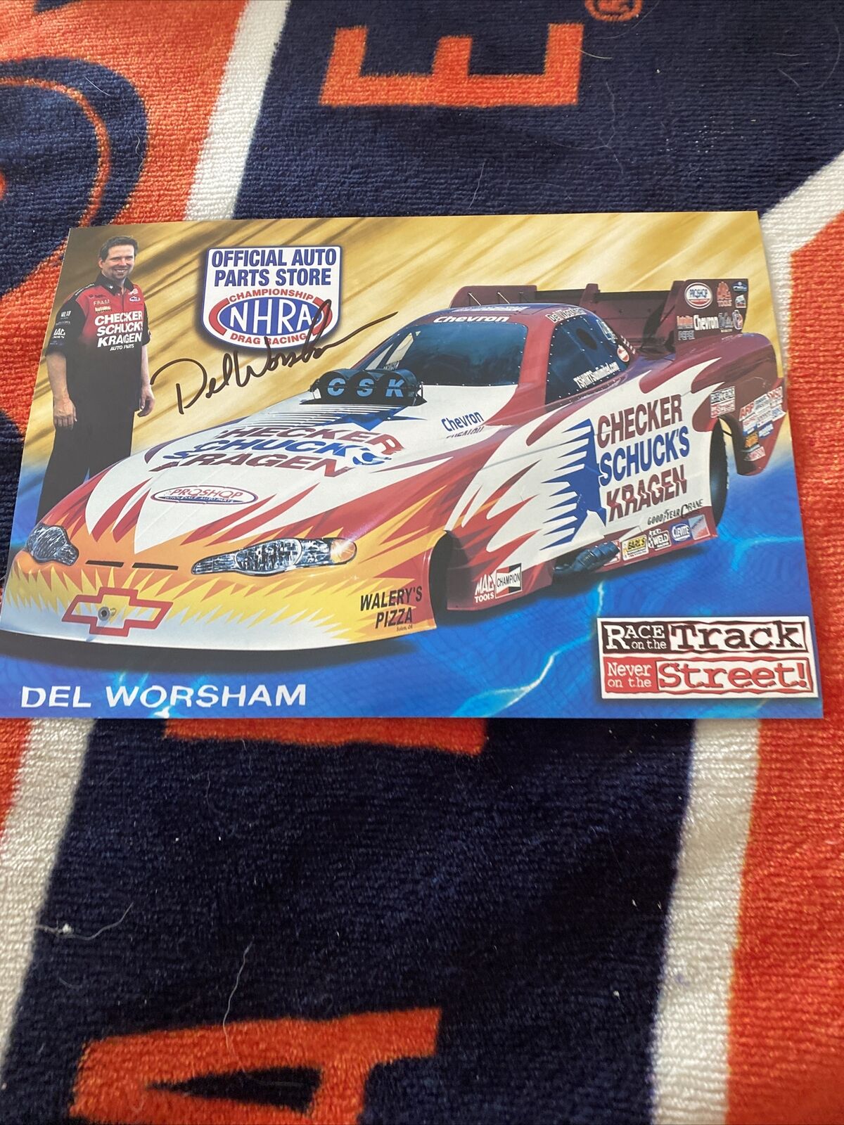 NHRA CHAMPION DRIVER DEL WORSHAM, Extremely RARE AUTOGRAPHED 200