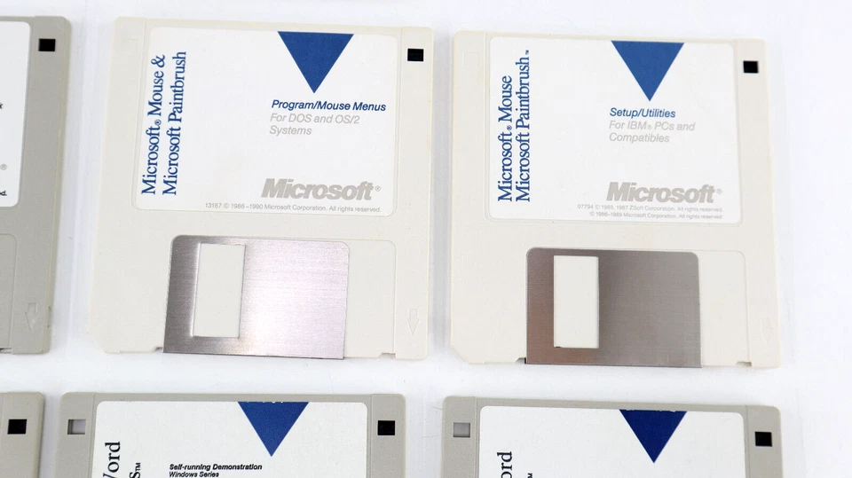 Microsoft Word para Windows, Pincel, Mouse Configuración Disco Lote 3.5" Disquete 1990 Foto 4 de 4