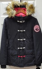Superdry Women’s Black Coat Jacket Mountaineering Supplies Xsmall British Design