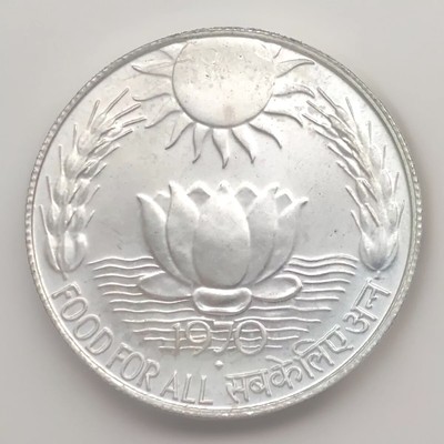 10 Rupees 1970 Indien . FAQ Essen Für Alle . Silbermünze . Erhaltung