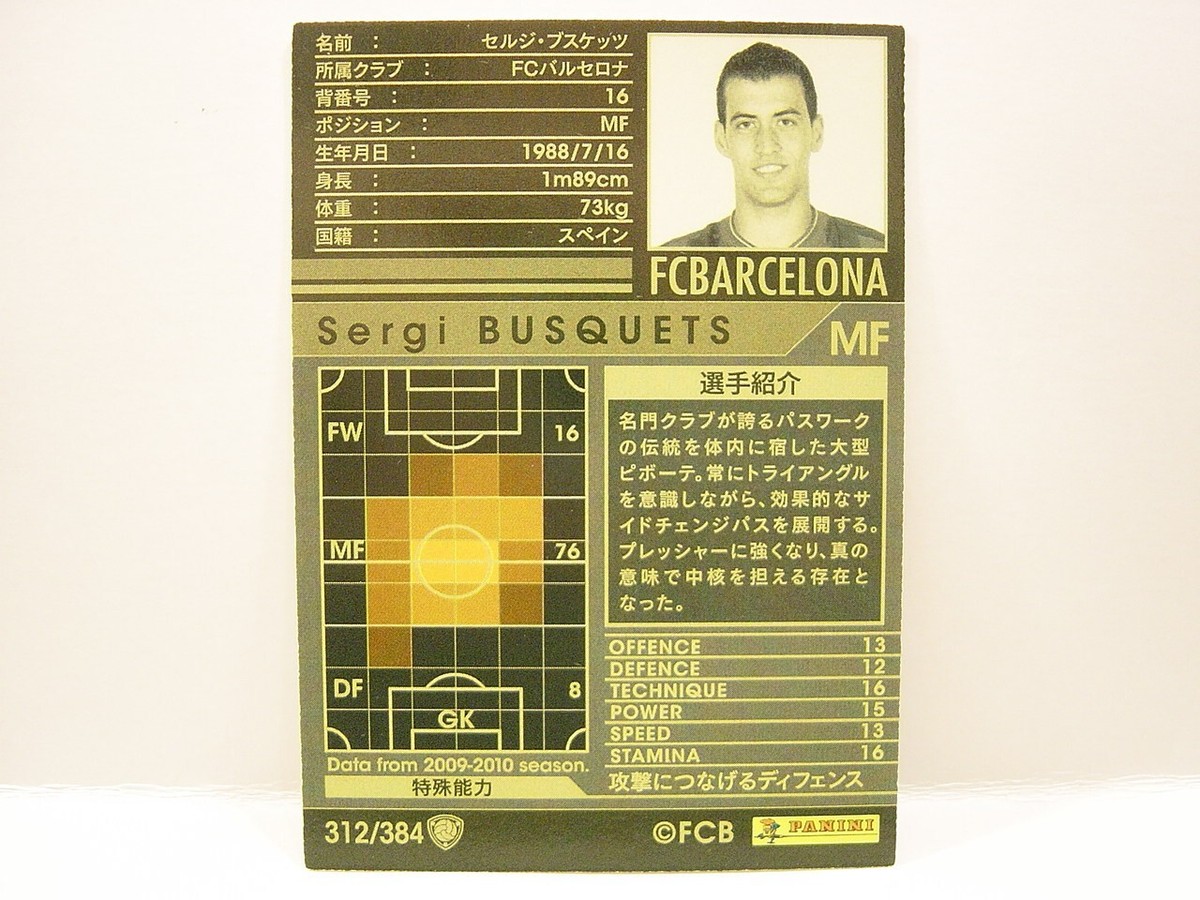 Panini WCCF 2009-10 Sergio Busquets 1988 Spain No.16 FC