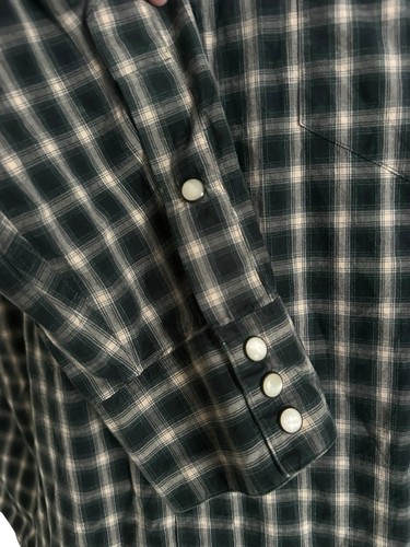 Camisa Western Polo Ralph Lauren Para Hombres Gris Verde Cuadros Perla Snap Vaquero XXL - Imagen 5 de 8