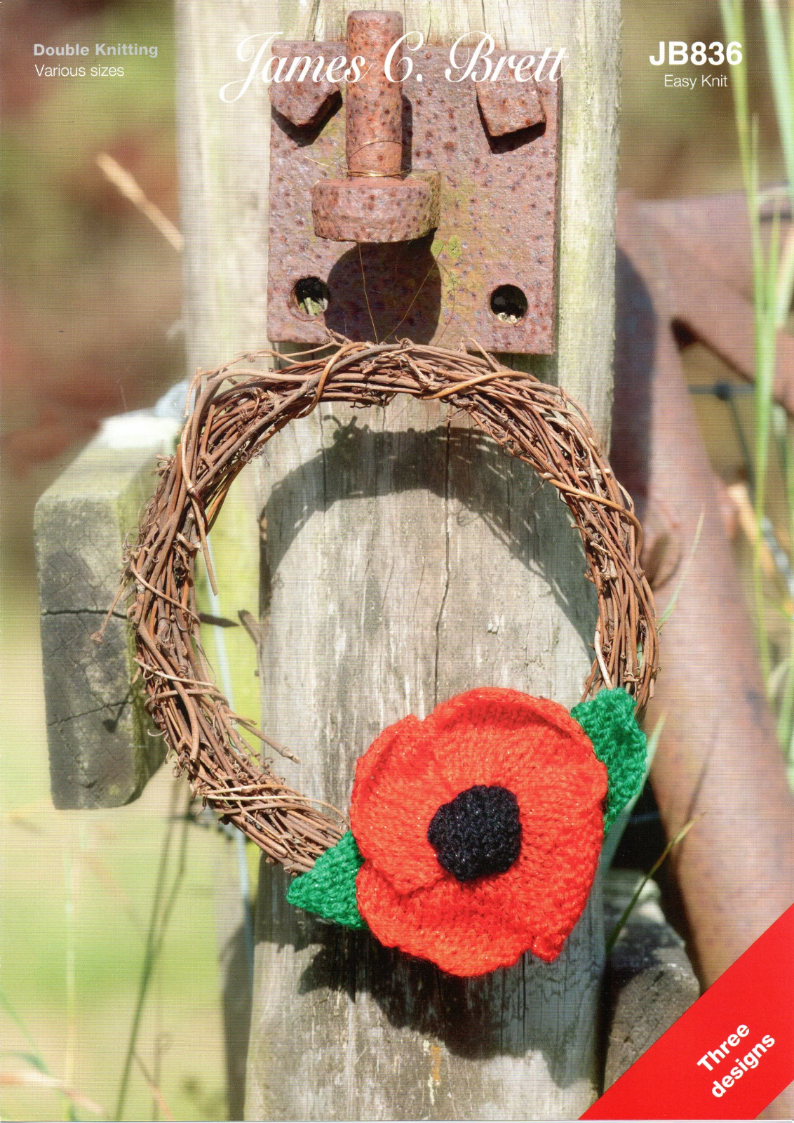 JB836 James C Brett Knitting Pattern Original Paper Leaflet DK Poppy Flower