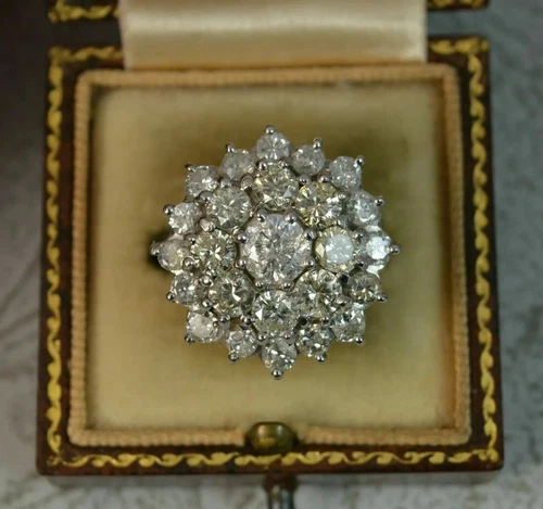 3Ct Round Cut Lab-Created Diamond Cluster Wedding Ring 14K Two-Tone Gold Plated