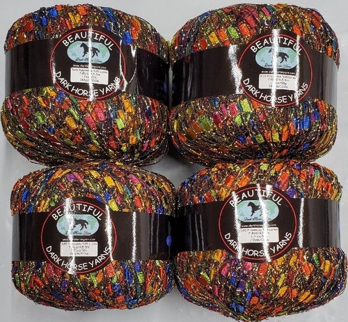 Lot of 4 Dark Horse Yarns BEAUTIFUL #A109 Metallic Ladder Ribbon Yarn ...