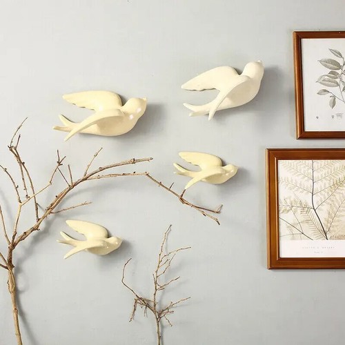 Ceramic Swallows Wall Mounted Simulation Bird Flying Ornament Wall Hanging Decor - Picture 5 of 37