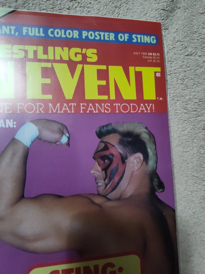 老式(摔跤主要事件)杂志/1990年7月/STING/海报 — 第 4/4 张图片