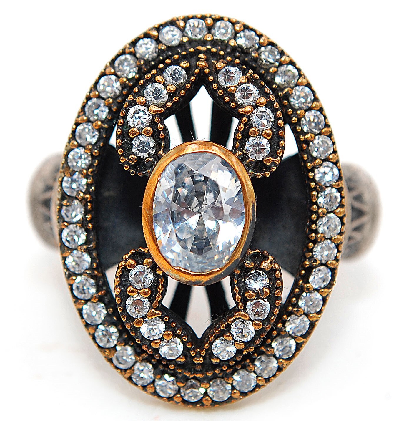 Sterling Silver Ottoman Empire 3CT White Topaz Ring Size 8