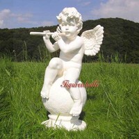 Engel Engelchen Kugel Garten Dekoration Figur Statue Skulptur Gartenfigur Deko