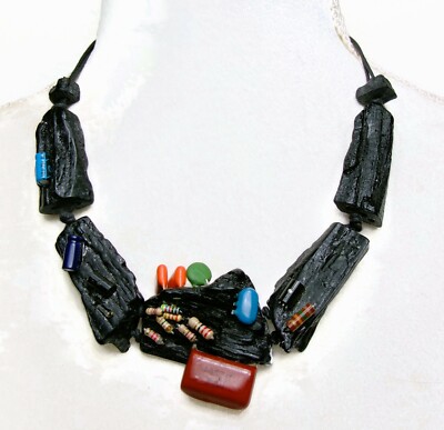 Sobral Coal Collection Retired CR3 Chromium Beaded Artist Made Necklace
