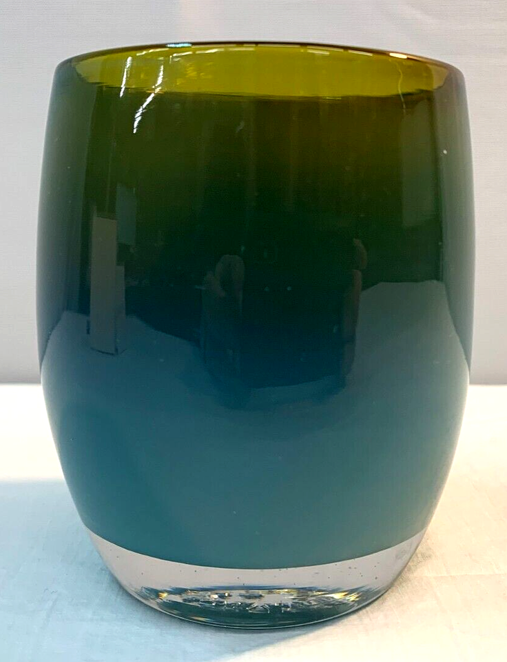 GLASSYBABY 174 Hudson Blue Green Brown Ombre Votive Candle Holder Pre