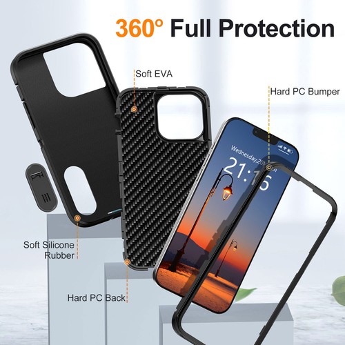For Apple iPhone 13 Pro Max/13 Pro/13 Shockproof Case Stand Holder Rubber Cover - Picture 2 of 36