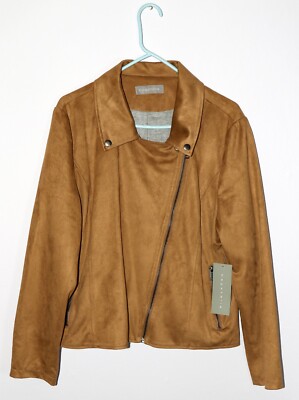 Bagatelle Jacket Women's XL Brown Moto Softshell Asymmetrical Faux Suede NWT