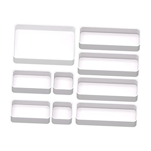 9 Pcs Stackable Drawer Organizer Trays Set, Multifunctional Stackable White