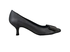 STUART WEITZMAN Gray Satin Crystal Embellished Bow Pointed Toe Dress Heels SZ 7