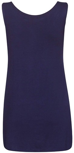 Womens Scoop Neck Sleeveless Ladies Long Stretch Plain Vest Strappy TShirt Top - Picture 19 of 30
