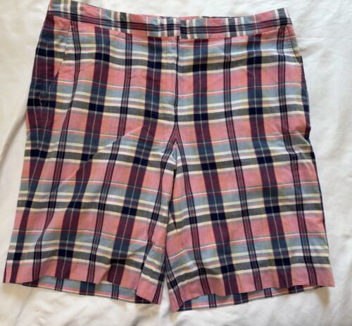 Brooks Brothers Madras Shorts Pink Blue Size 14 Exc Cond Women’s