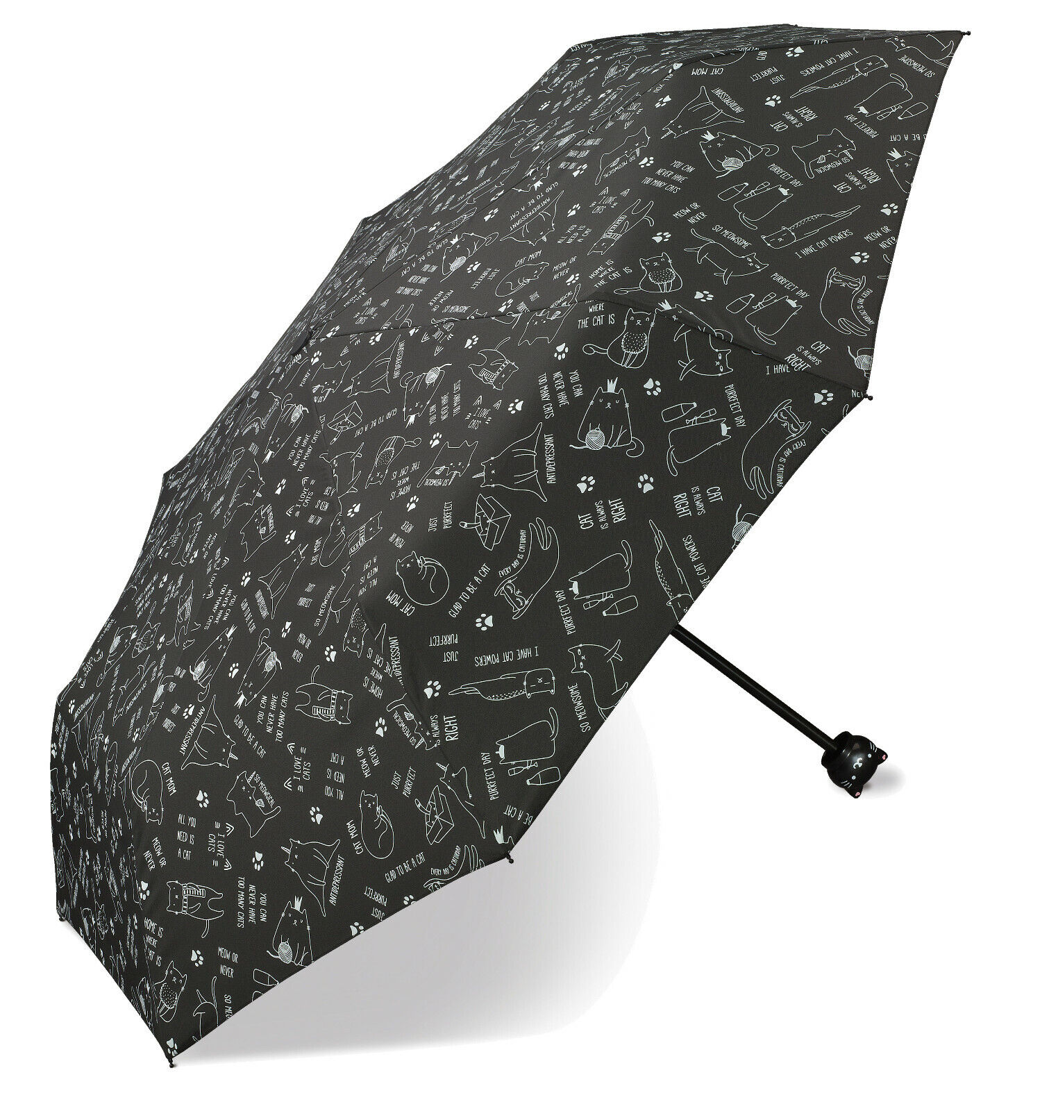 happy rain Regenschirm Taschenschirm Schirm Sprüche Katze Cat Katzengriff