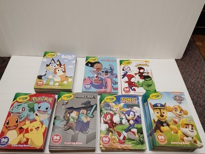 Lot Of 49 Discontinued new Crayola Coloring Books/ Pokemon, Marvel, Minecraft