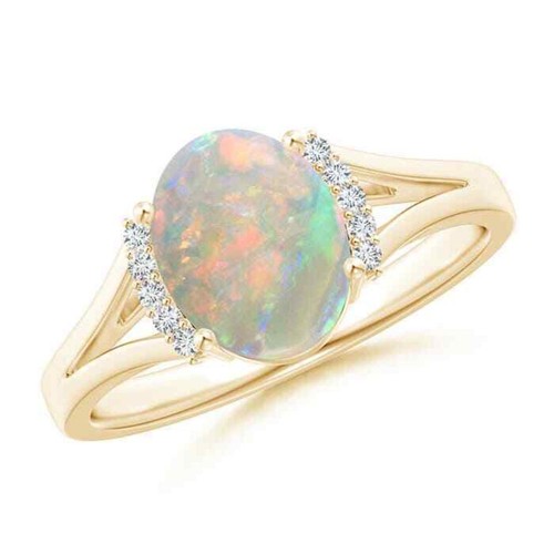925 Sterling Silver Opal Stone Handmade Solitaire with Accents Ring Jewelry