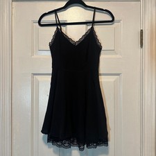 Forever 21 Black Lace Mini Dress Women's Size Small Sleeveless Skater Coquette