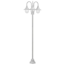 Image of Garden Post Light E27 220 cm Aluminium 3-Lantern White