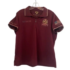Aubrion Equestrian Polo Shirt Women XL Burgundy Short Sleeve US Team Tech Riding