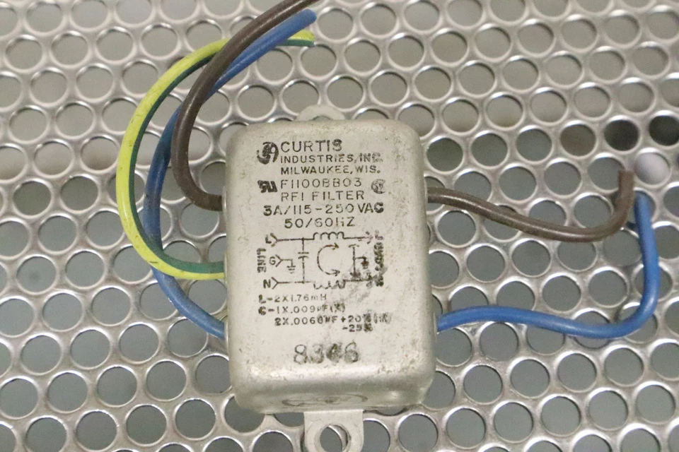 Curtis F1100BB03 3A/115-250VAC 50/60Hz RFI Filter Used W/ Warranty - Image 3 of 4