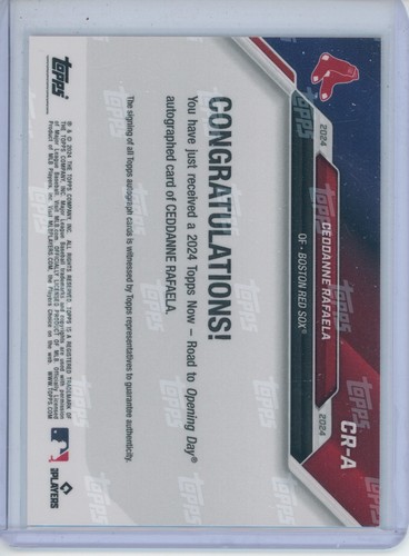 2024 Topps Road to Opening Day Ceddanne Rafaela RC ROOKIE AUTO AUTOGRAPH 15/99 - Picture 2 of 2