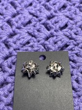 Silvertone Christmas Bow Stud Earrings 0.75 inch