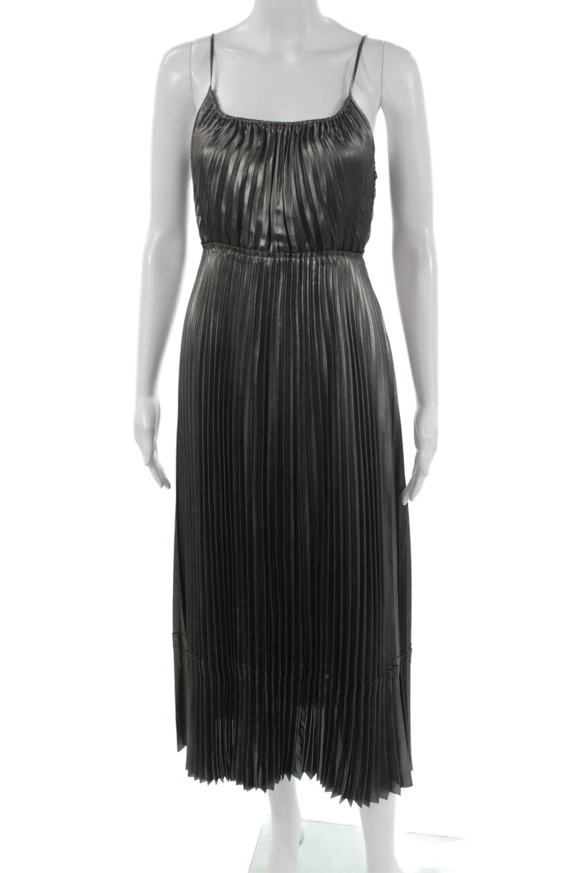 Allsaints Womens Maxi Dress Silver Sleeveless Scoop Neck Mid Calf Size SFree Shipping in US $100+ Orders | $6.95 Orders Below