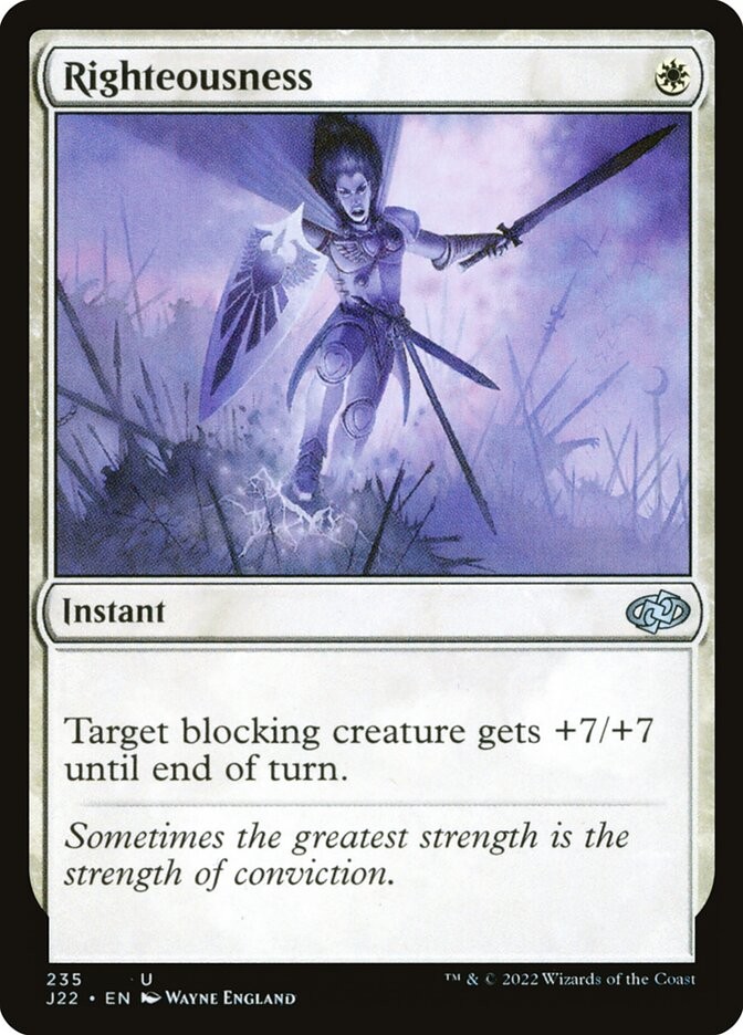 MTG Magic the Gathering Righteousness (235/835) Jumpstart 2022 NM