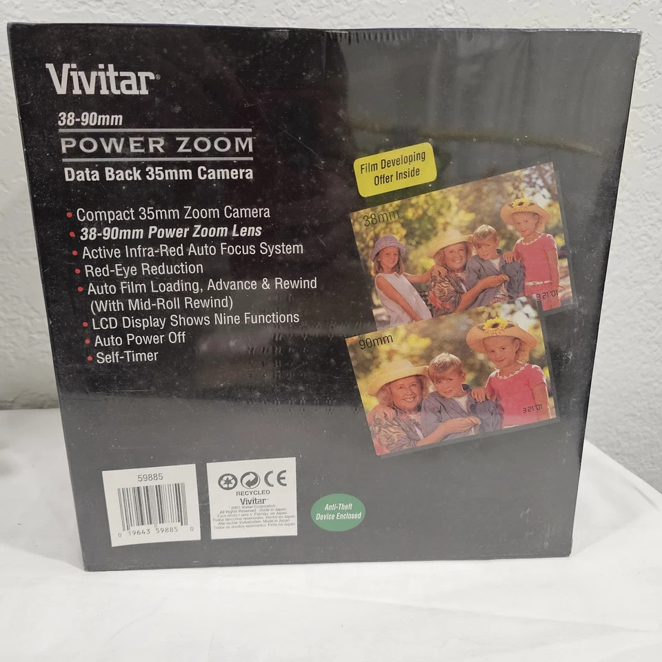 Vintage Vivitar 550 PZ 38-90mm Power Zoom Data Back 35mm Camera NEW SEALED - Image 3 of 4