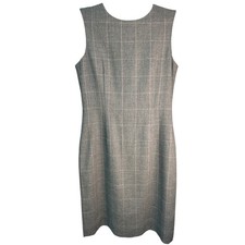 Vintage Kasper ASL Dress Women's Size 4 Gray Dusty Pink Plaid Work Short Sleeve