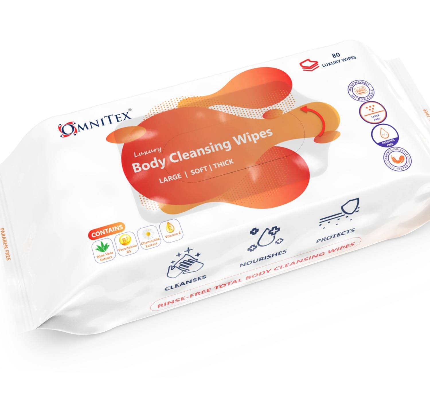 Lingettes nettoyantes corps épaisses formule hydratante